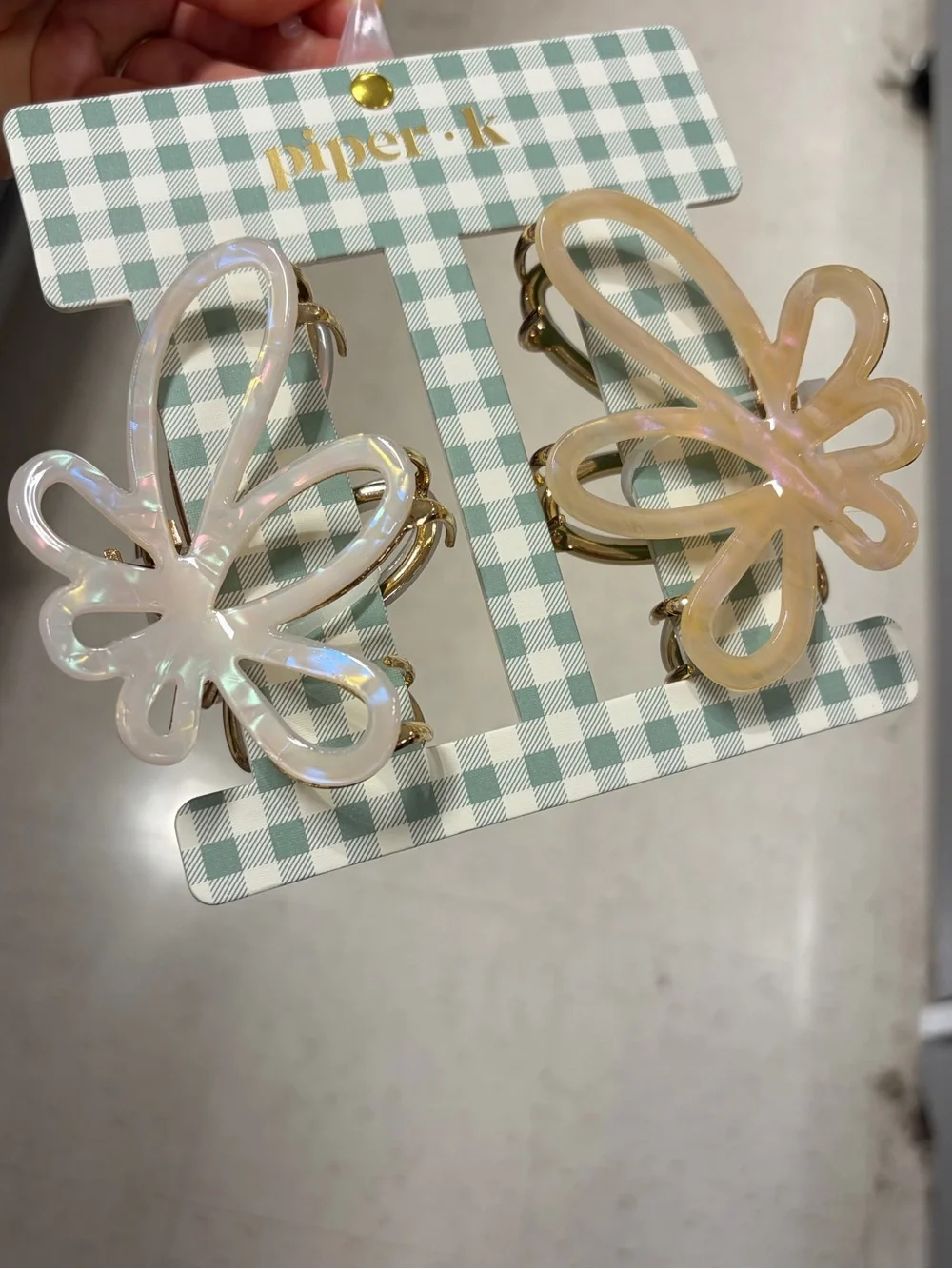 NWT ⚜️🤍⚜️ Piper K Acetate & Metal Hair Claw Clips Set of 2